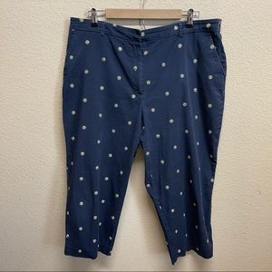🛍️3/$15🛍️ JM COLLECTION Embroidered Crop Pants size 18 Navy Blue